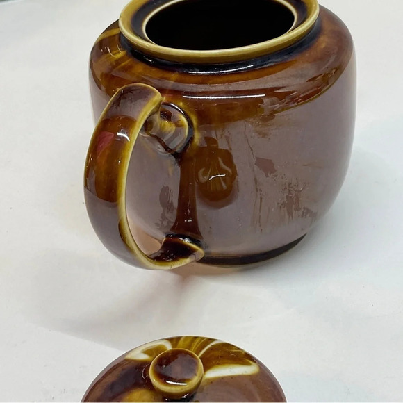 Pottery Glaze Teapot Brown And White, Made In China - Picture 5 of 11